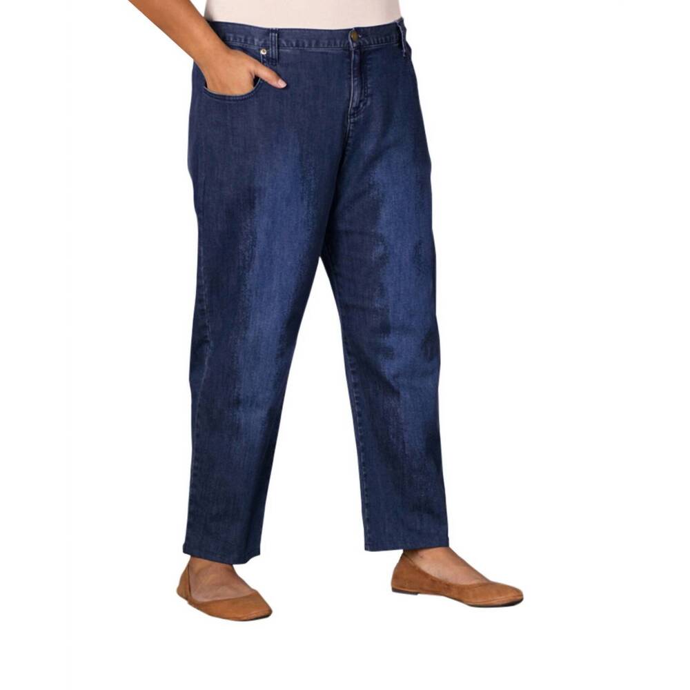 NEW ON THE PLUS SIDE plus size premium wide leg five pocket denim jeans in dark